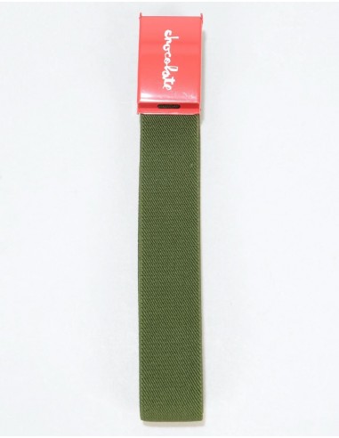 Chocolate Red Square Stretch Web Belt - Green