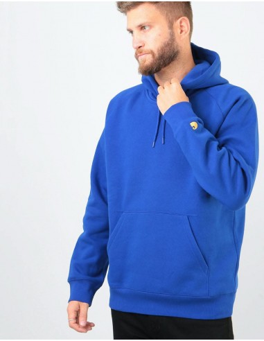 Carhartt WIP Hooded Chase Sweatshirt - Thunder Blue/Gold