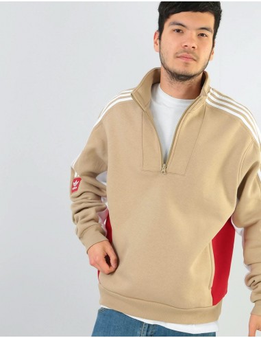 adidas Modular 1/4 Zip Sweatshirt - Hemp/White/Power Red