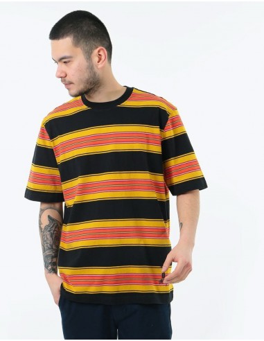 Stüssy Multi Stripe Crew T-Shirt - Black