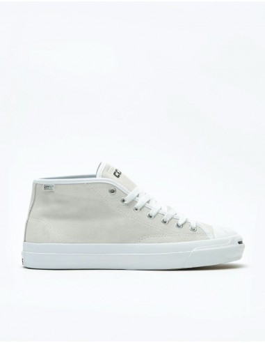 Converse Jack Purcell Pro Mid Suede Skate Shoes - White/White/White